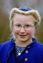 Staphorst 1990 'portrait of girl with the traditional hairdo