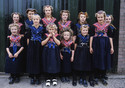 Netherlands Staphorst 1988 'girle in traditional costumes for a birthday party'