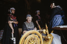 Staphorst 1988 'woman in traditional costume at a spinning wheel'