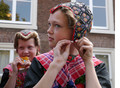 Netherlands The Hague 2014 'a schoolgirl in traditional costume during Prinsjesdag'